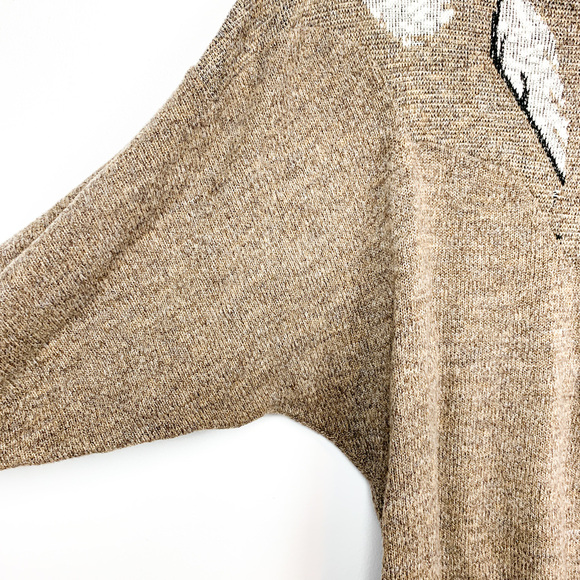 Long Sleeve Brown Knit Crewneck Sweater - Picture 4 of 8